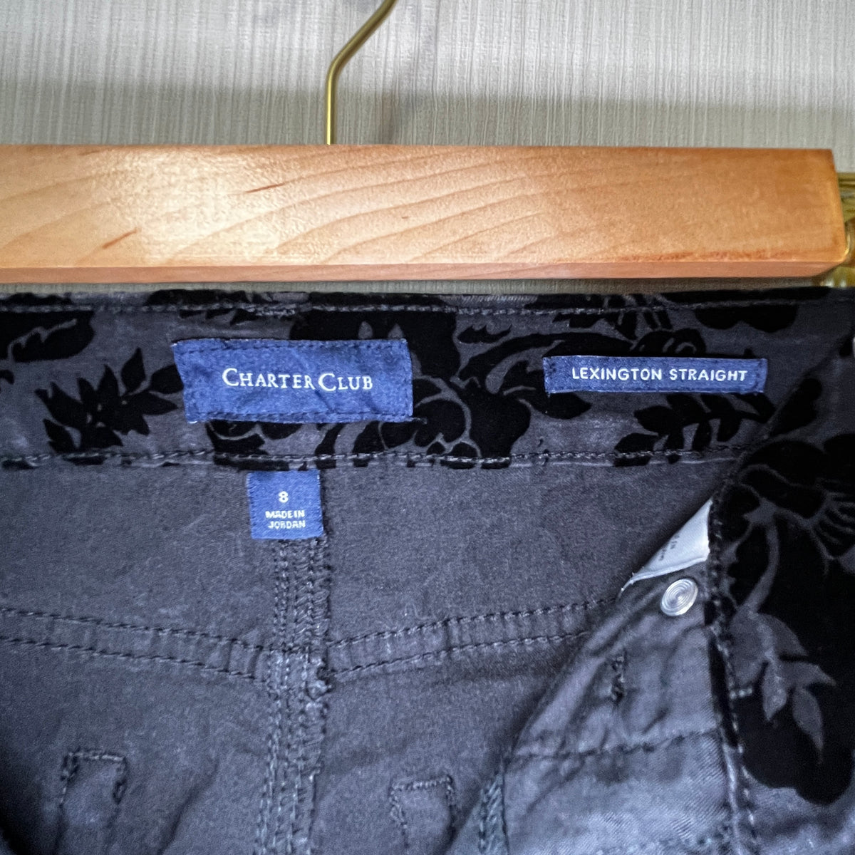 CHARTER CLUB "Lexington Straight" Velvet Damask Burnout Trousers