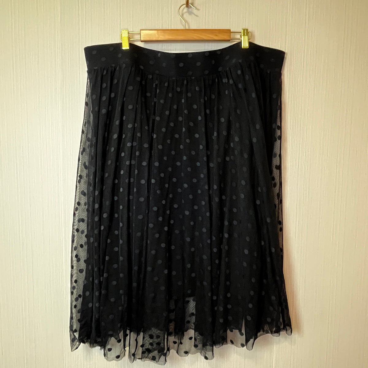 TORRID Black Polka Dot Mesh Overlay Maxi Skirt