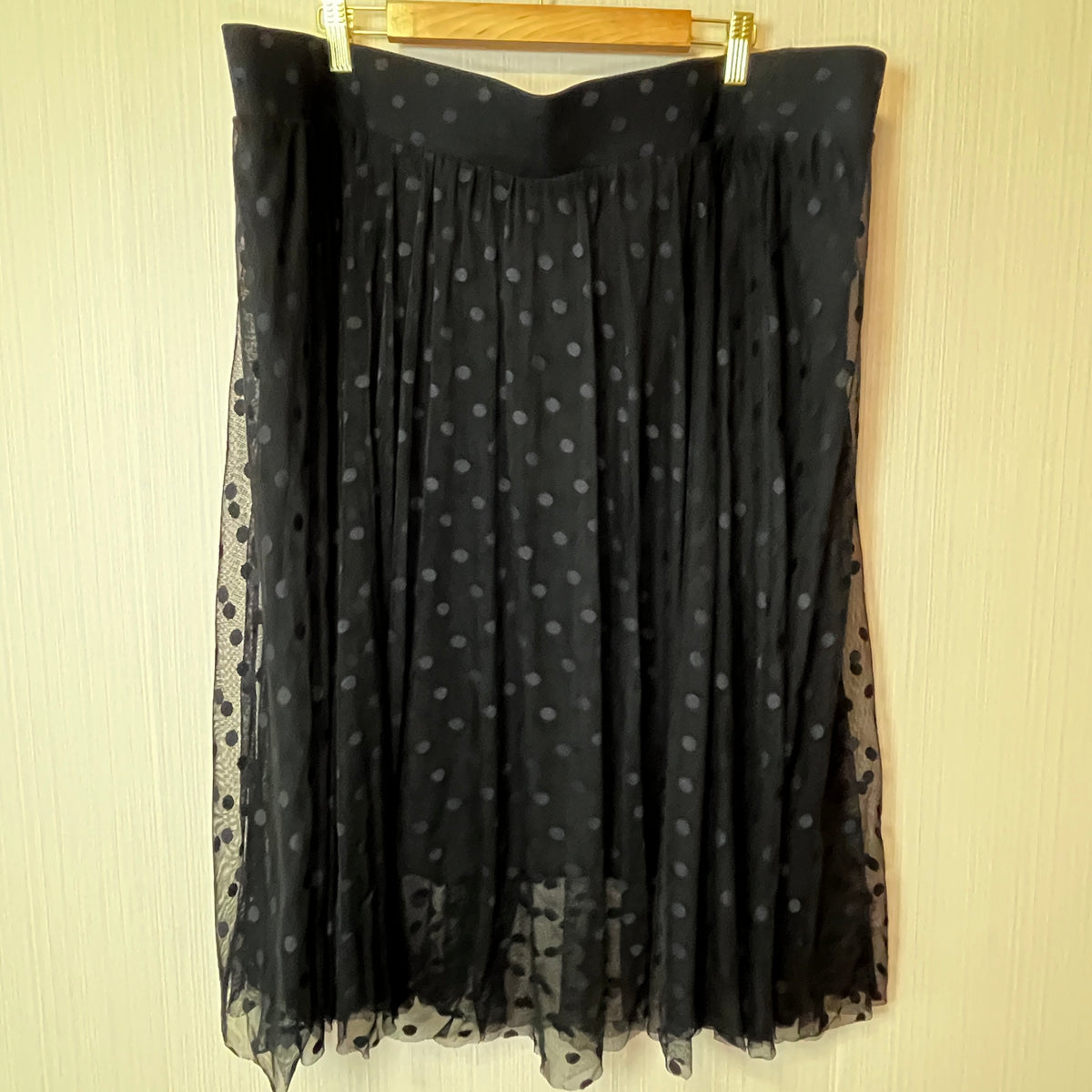 TORRID Black Polka Dot Mesh Overlay Maxi Skirt
