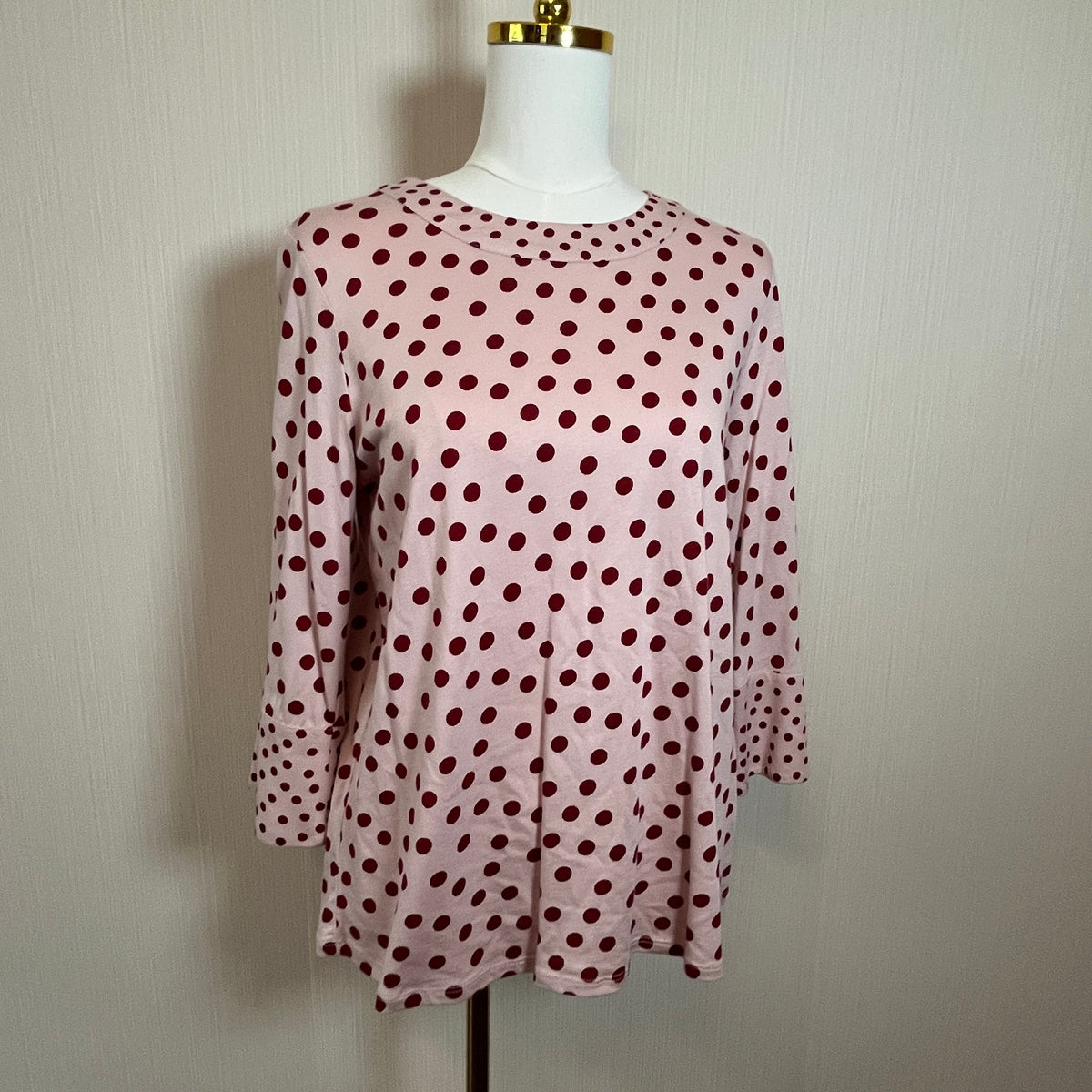 BODEN Cotton 3/4 Flared Bell Sleeve Polka Dot Top