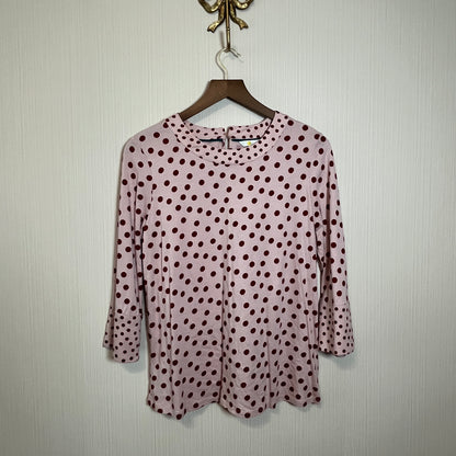 BODEN Cotton 3/4 Flared Bell Sleeve Polka Dot Top