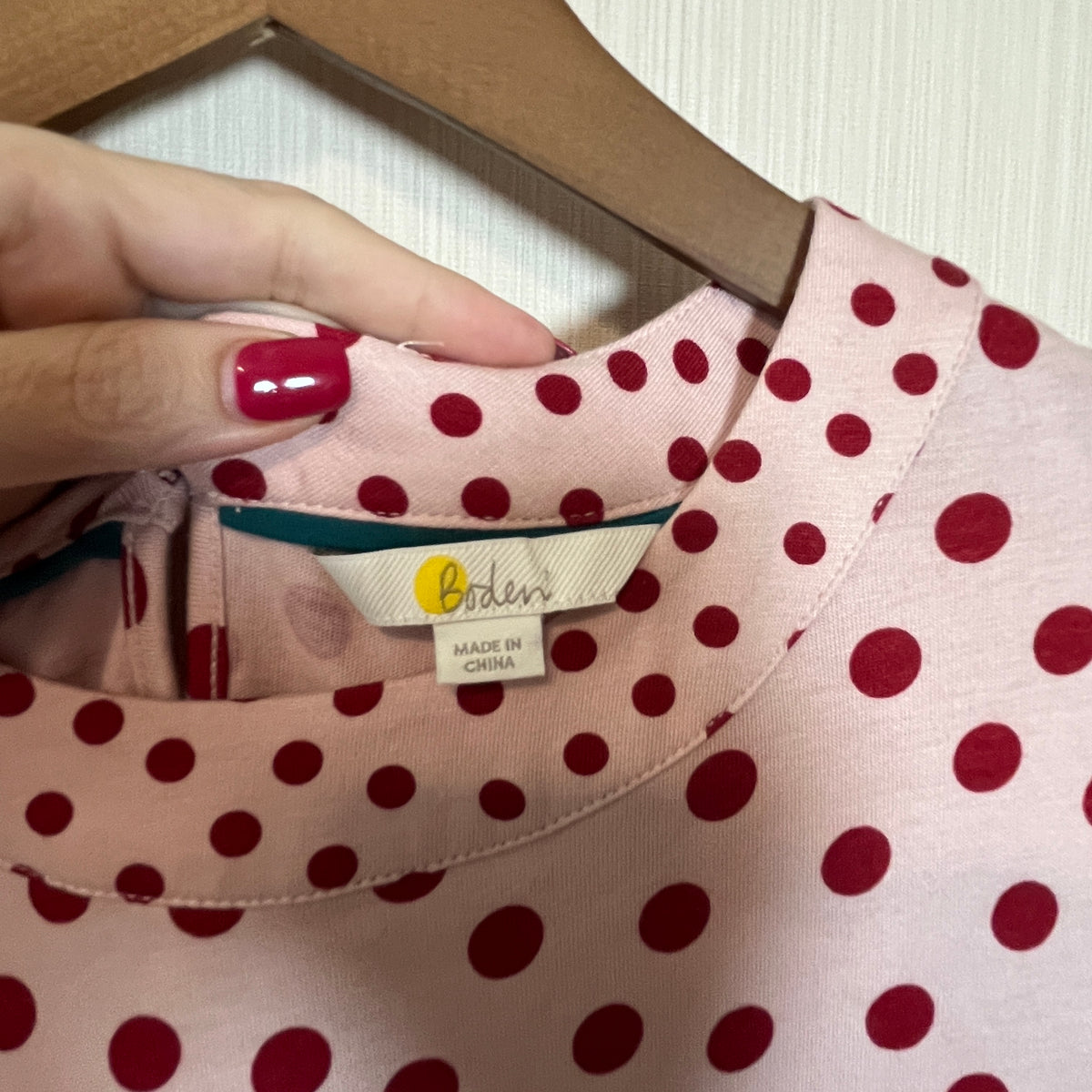 BODEN Cotton 3/4 Flared Bell Sleeve Polka Dot Top