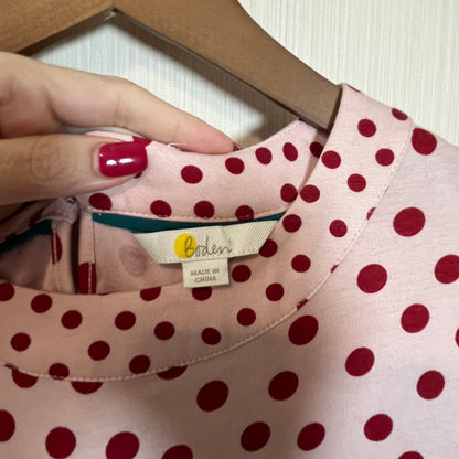 BODEN Cotton 3/4 Flared Bell Sleeve Polka Dot Top