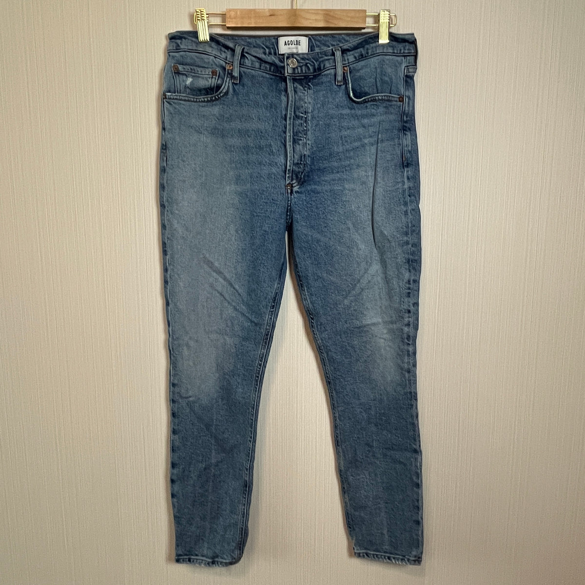 AGOLDE "Nico" High-Rise Slim Fit Jeans in Chronicle Wash
