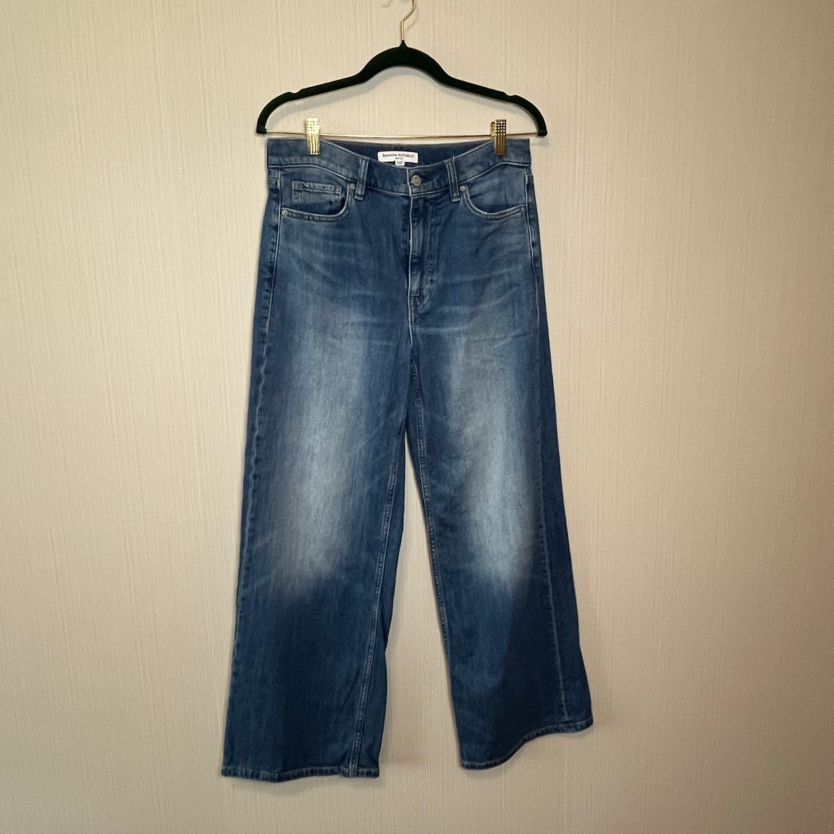 Banana Republic Icon Wide Leg Jeans Blue Denim High Rise Size 28 Petite