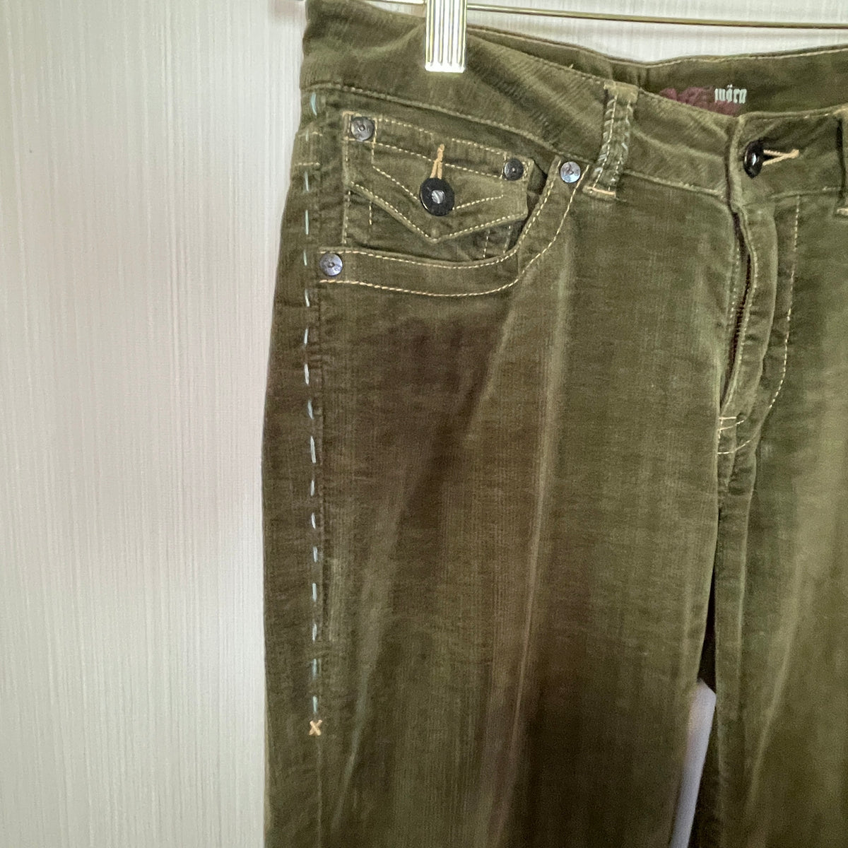 Worn Olive Green Corduroy Bootcut Pants Women’s Size 8
