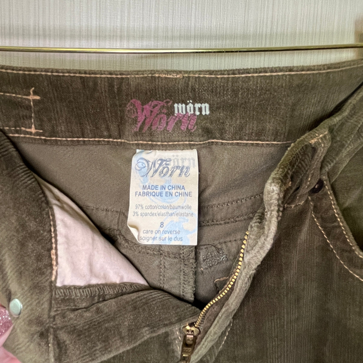 Worn Olive Green Corduroy Bootcut Pants Women’s Size 8