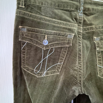 Worn Olive Green Corduroy Bootcut Pants Women’s Size 8