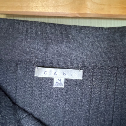 CAbi 503 Dark Gray Cotton Knit Skirt Women's Medium Ribbed A-Line Knee Length