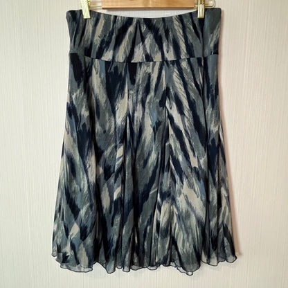 Coldwater Creek Blue Multicolor Printed Midi Skirt Women's Medium Polyester