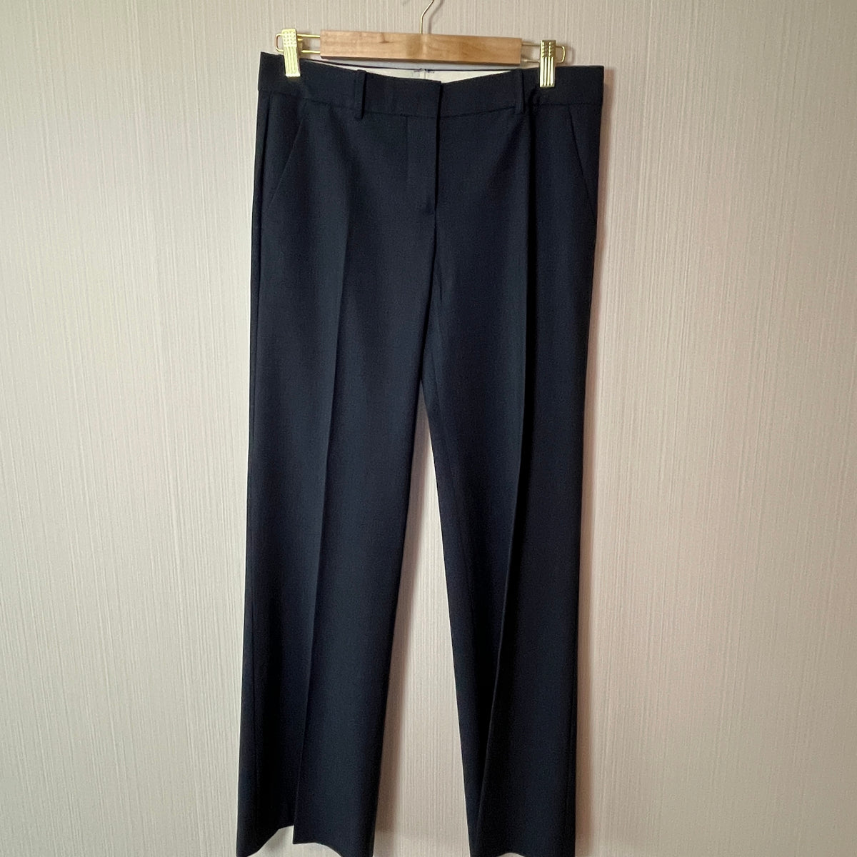 Theory Emery Navy Wool Blend Dress Trousers Women's Size 6 Tailored Pants