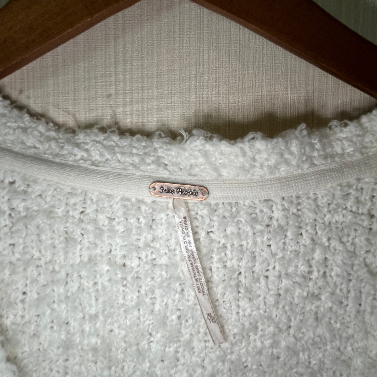 Free People White Oversized V Neck Sweater Women's XL Cotton Blend