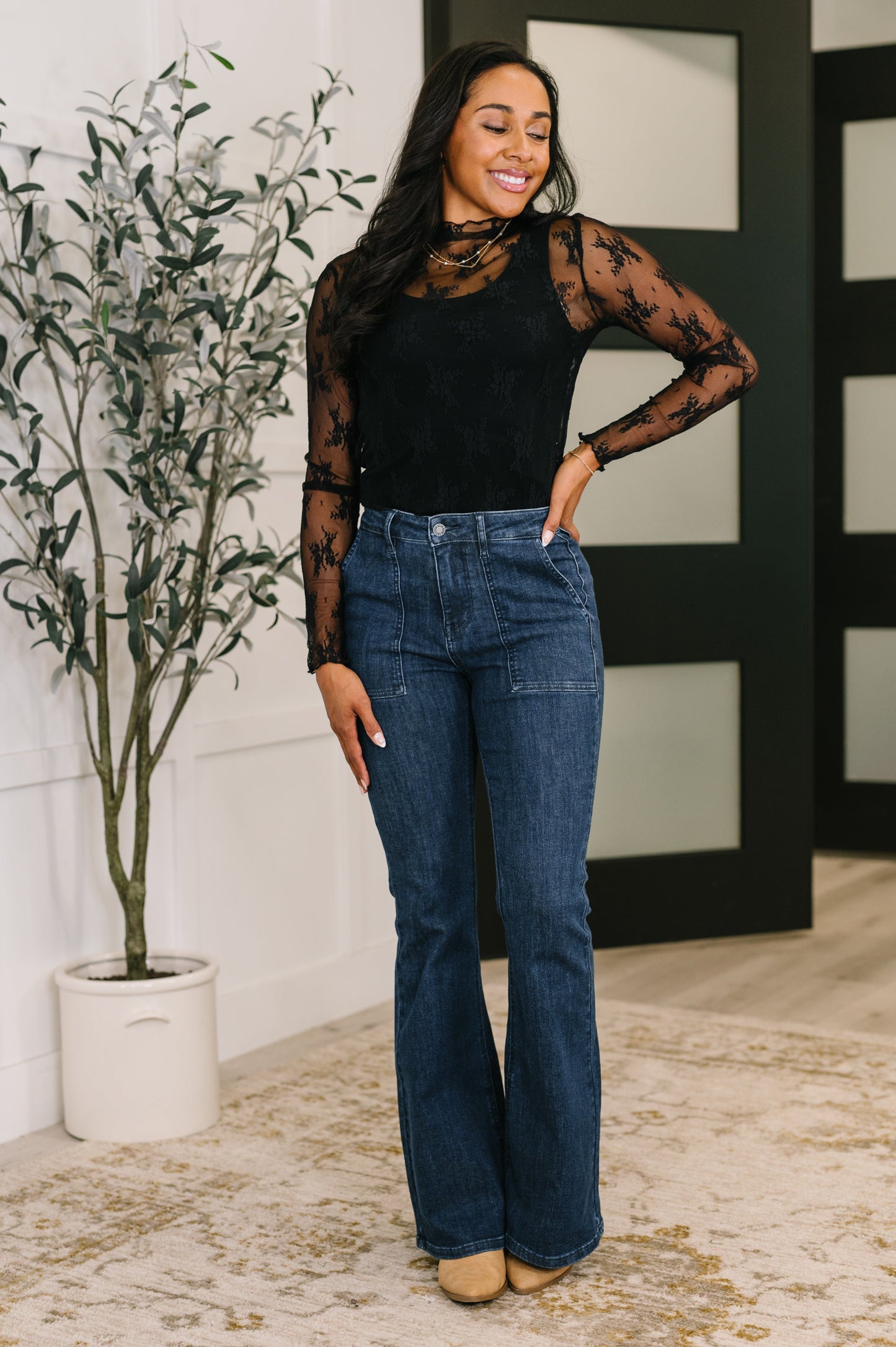 Jada High Waist Flare Jeans | Judy Blue Dark Wash Flare Denim