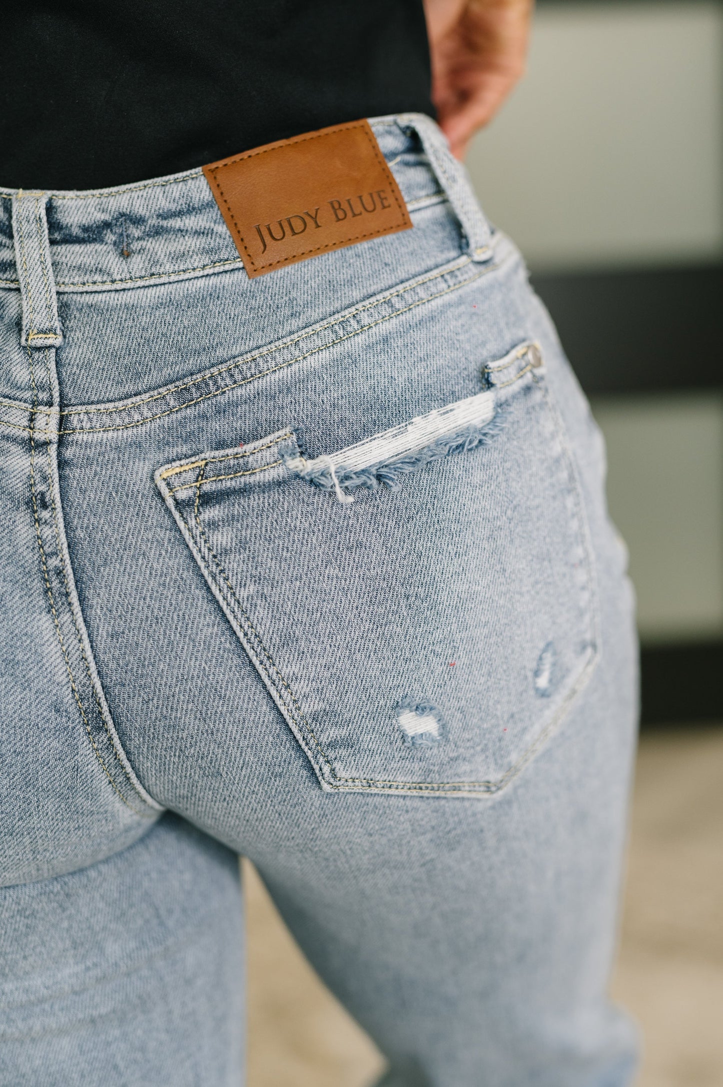 Jada Mid Rise 90’s Straight Jeans – Heavy Distressing, Raw Hem, 4-Way Stretch by Judy Blue