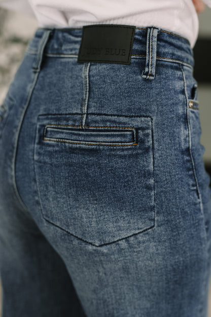 Karla High Waist Column Straight Button-Fly & Back Welt Pkts by Judy Blue