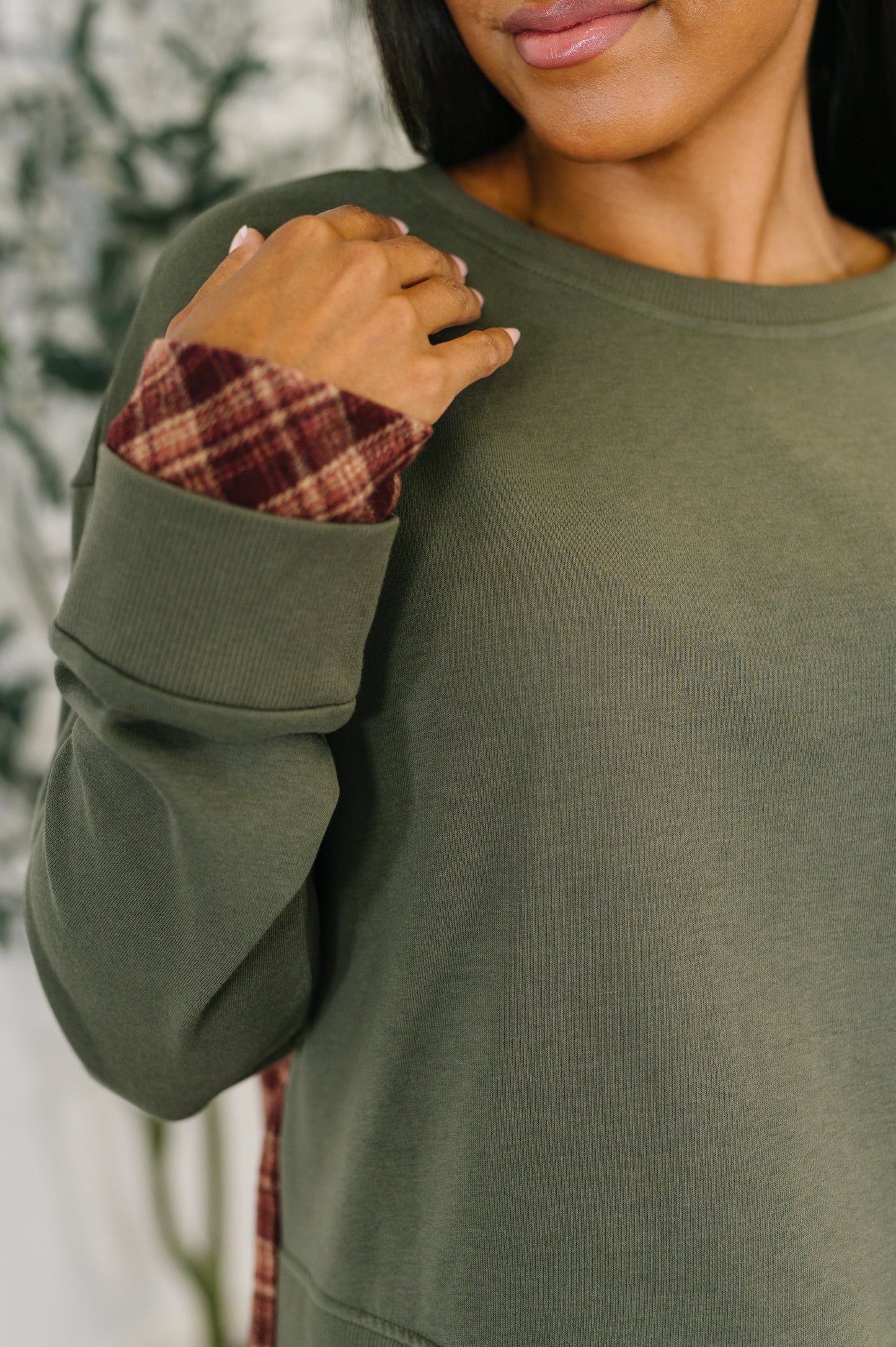 Layer Player Drop Shoulder Long Sleeve Top | Women’s French Terry & Flannel Contrast Pullover