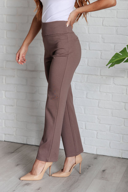 Magic Straight Leg Crop Pants – High Stretch Ponte Knit with Faux Welt Pocket