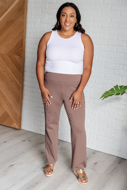 Magic Straight Leg Crop Pants – High Stretch Ponte Knit with Faux Welt Pocket