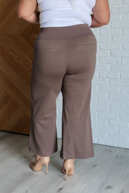 Magic Wide Leg Crop Pants – High Stretch Ponte Knit with Faux Welt Pocket