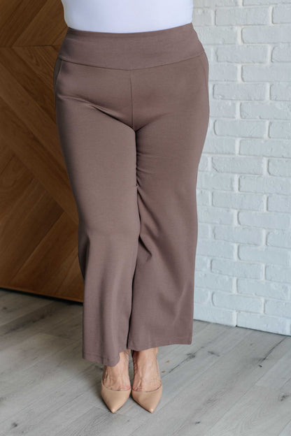 Magic Wide Leg Crop Pants – High Stretch Ponte Knit with Faux Welt Pocket