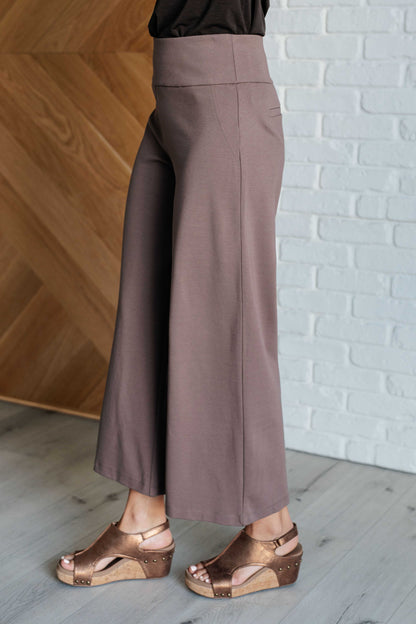 Magic Wide Leg Crop Pants – High Stretch Ponte Knit with Faux Welt Pocket
