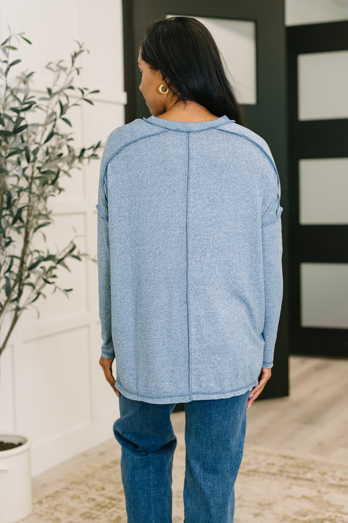 Mellow Mood Heathered Pullover in Dusty Blue| Soft High Stretch Casual Women’s Sweatshirt