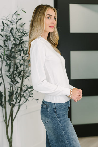 Necessary Closet Space Long Sleeve Top in White | Lightweight High-Stretch Knit
