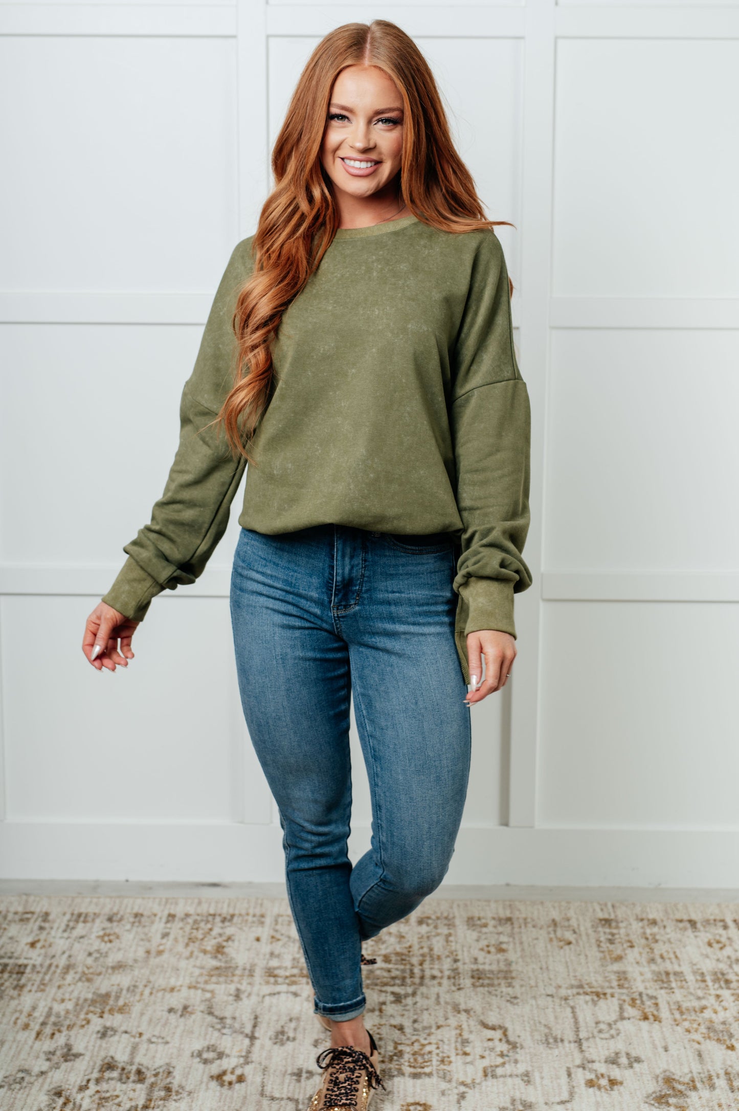 No Plain Jane Oversized Sweatshirt in Green | Mineral Wash French Terry Pullover