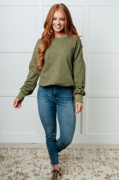 No Plain Jane Oversized Sweatshirt in Green | Mineral Wash French Terry Pullover
