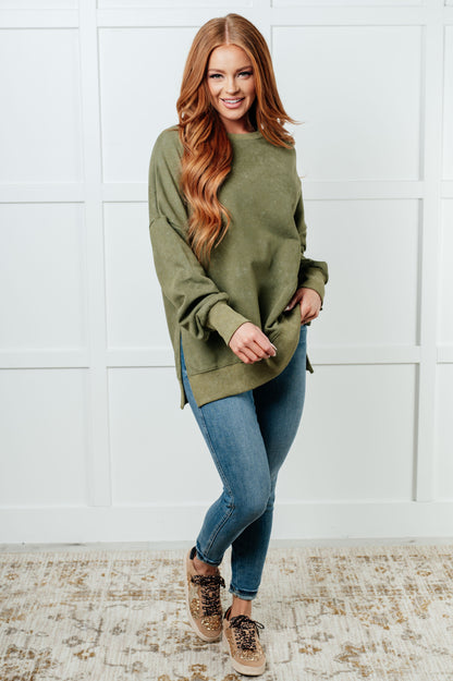 No Plain Jane Oversized Sweatshirt in Green | Mineral Wash French Terry Pullover