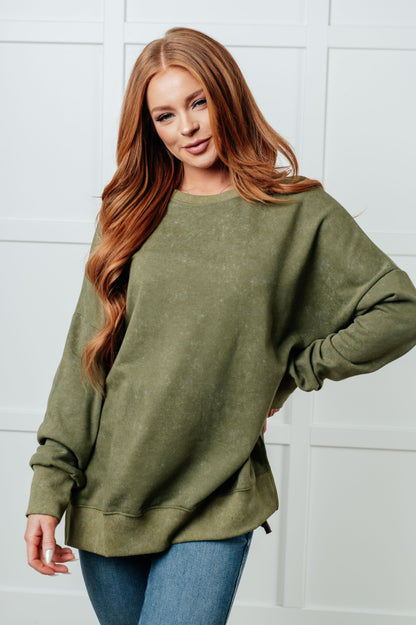 No Plain Jane Oversized Sweatshirt in Green | Mineral Wash French Terry Pullover