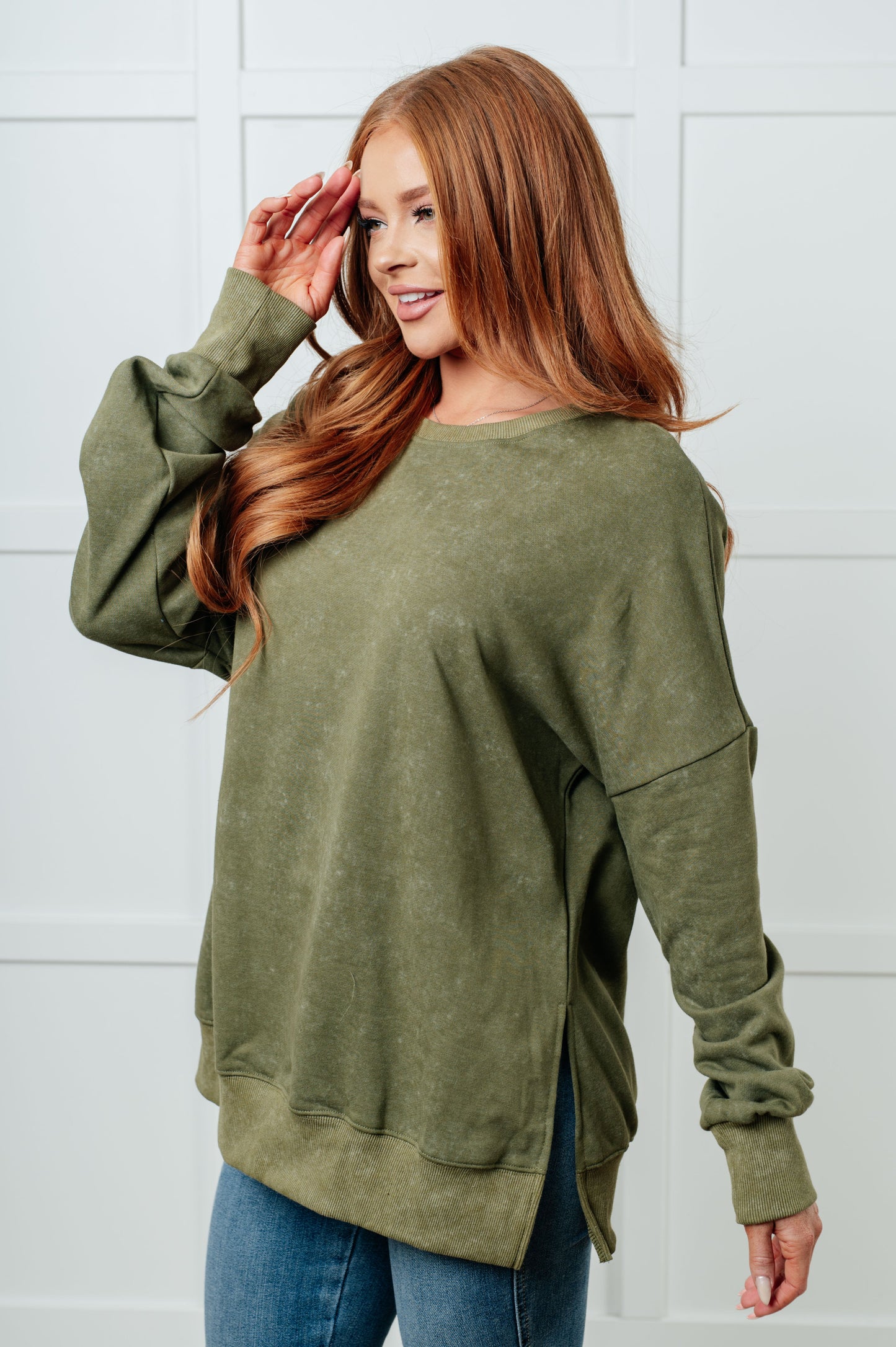 No Plain Jane Oversized Sweatshirt in Green | Mineral Wash French Terry Pullover
