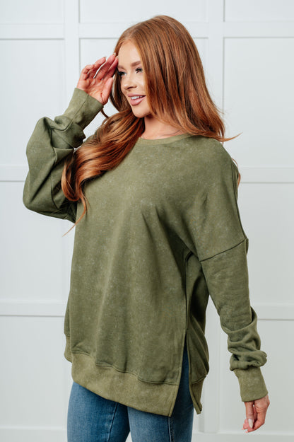 No Plain Jane Oversized Sweatshirt in Green | Mineral Wash French Terry Pullover