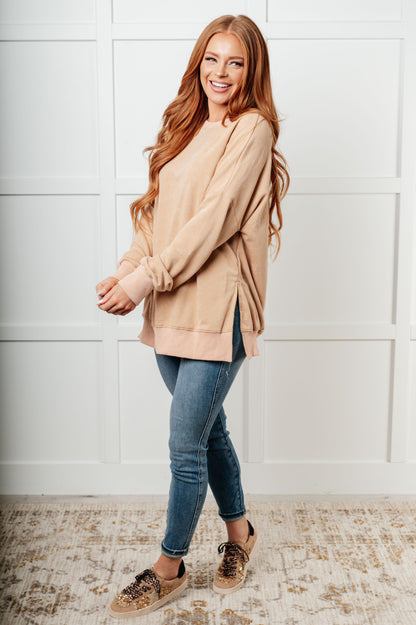 No Plain Jane Oversized Sweatshirt in Khaki | Mineral Wash French Terry Pullover