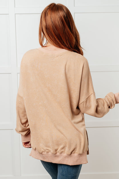 No Plain Jane Oversized Sweatshirt in Khaki | Mineral Wash French Terry Pullover