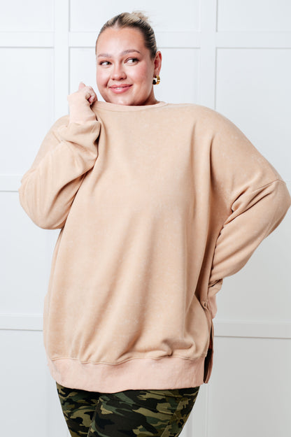 No Plain Jane Oversized Sweatshirt in Khaki | Mineral Wash French Terry Pullover