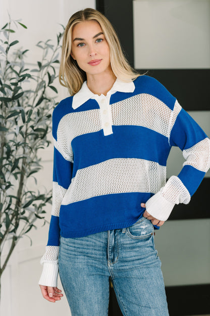 Oceanfront Stroll Button Henley | High Stretch Net Knit Women’s Pullover Top