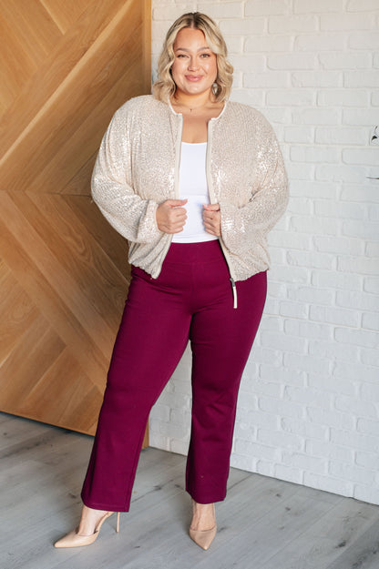 One in Twenty Sequin Jacket – Balloon Sleeve Glam Zip-Up Fashion Jacket