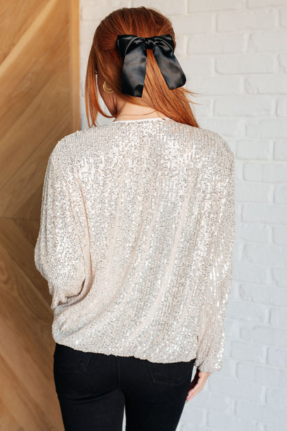 One in Twenty Sequin Jacket – Balloon Sleeve Glam Zip-Up Fashion Jacket