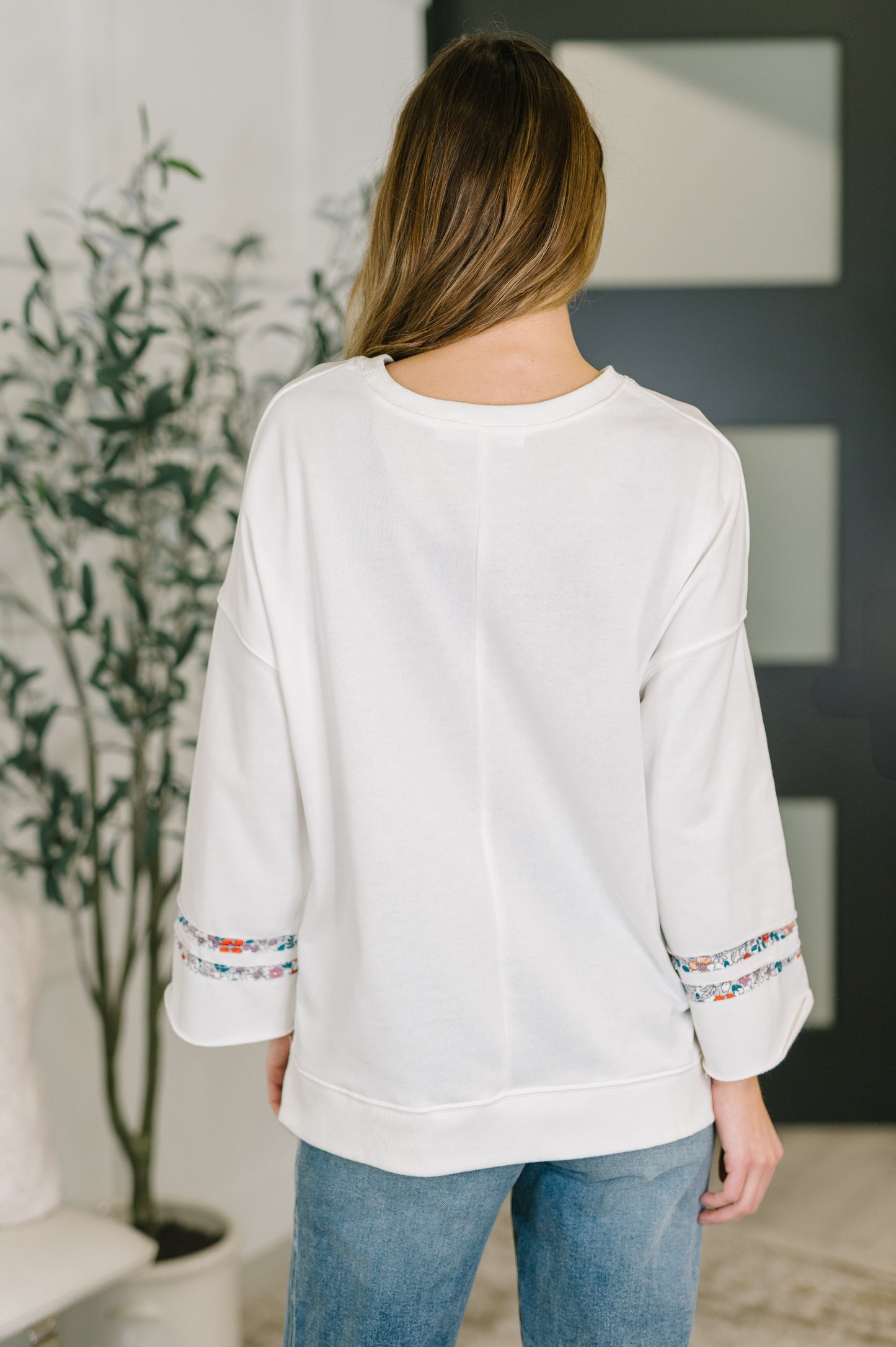 Peace, Love & Flowers French Terry Top – Floral Appliqué Peace Sign Pullove