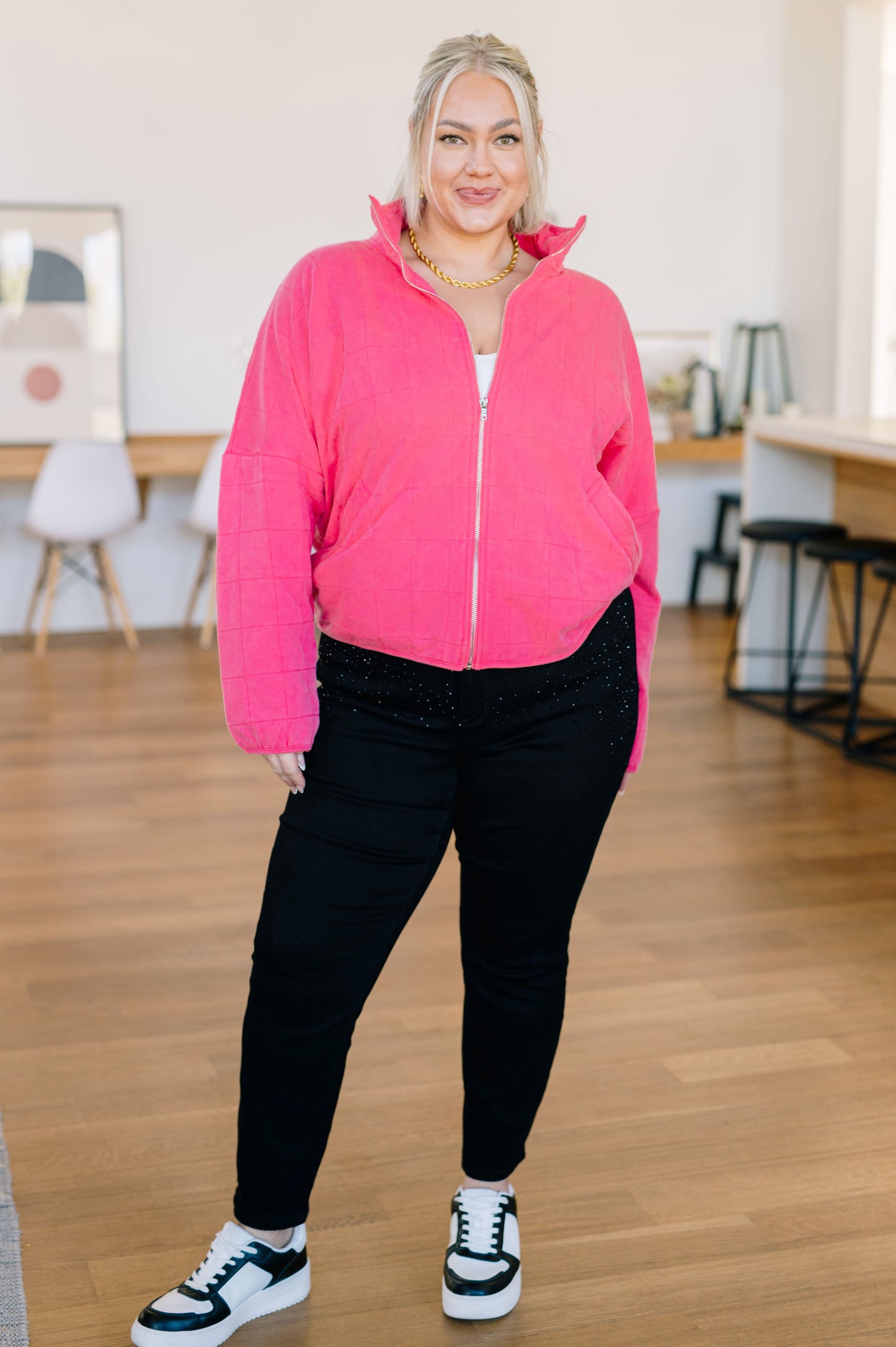 Quilted and Covered Mineral Wash Jacket | Mid-Weight Zip Front Quilted Coat