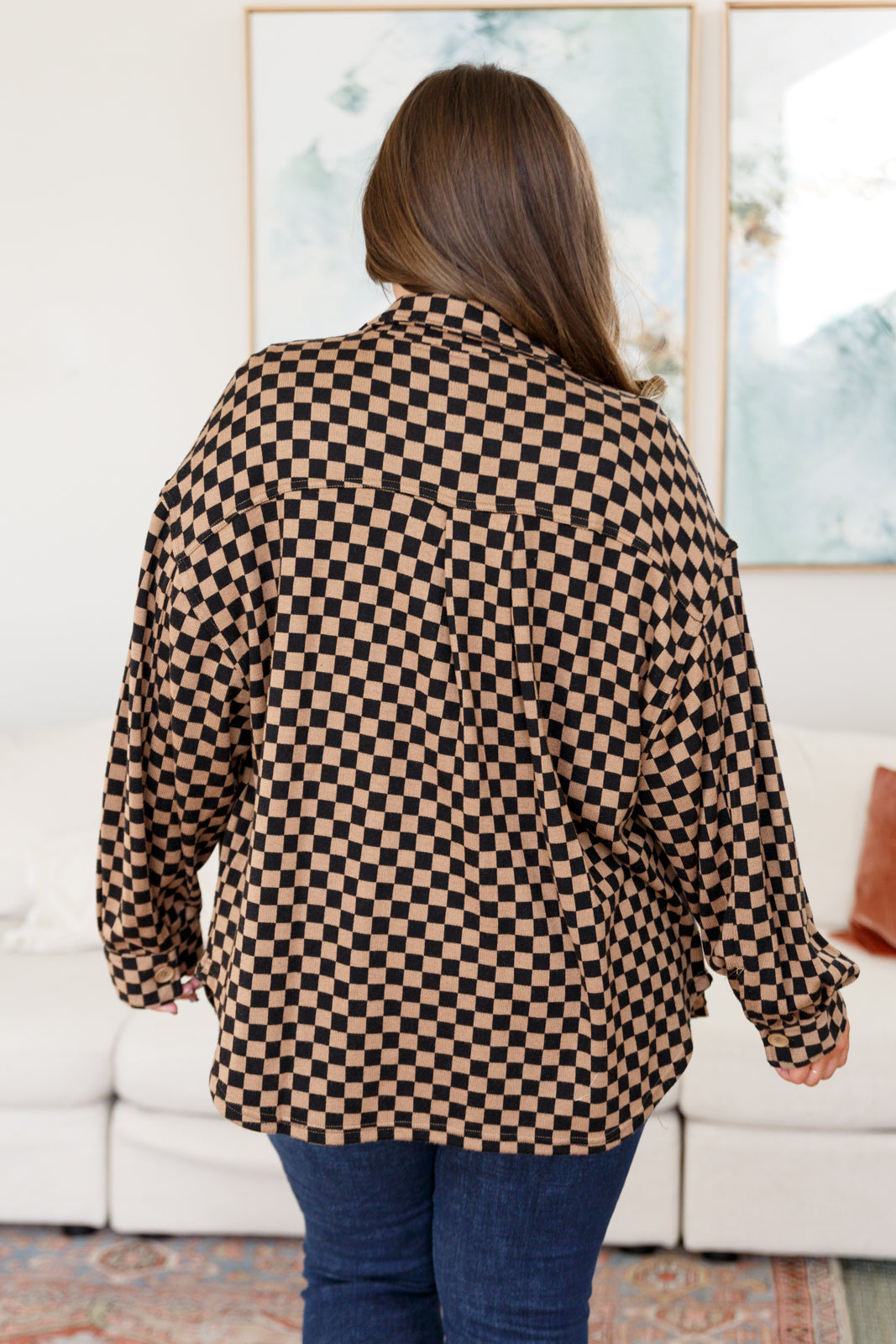 Safe Secrets Checkered Shacket | Cozy Brushed Woven Button-Down Jacket