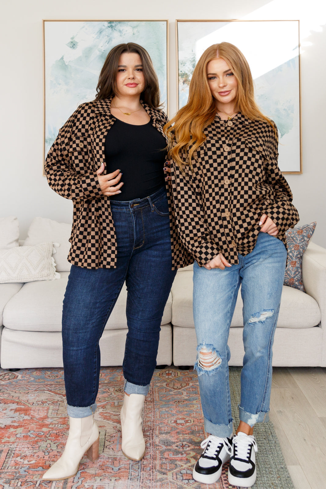 Safe Secrets Checkered Shacket | Cozy Brushed Woven Button-Down Jacket