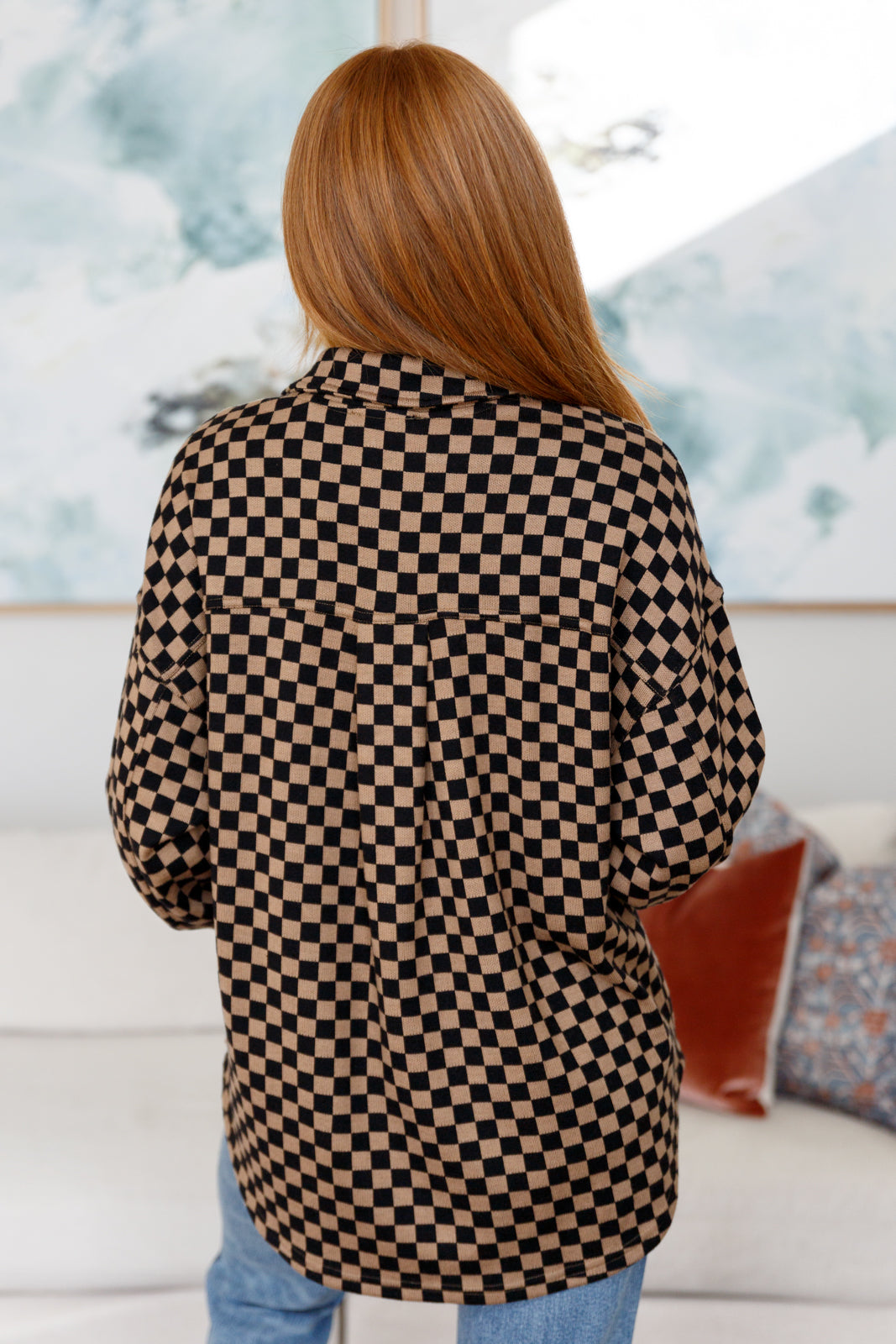 Safe Secrets Checkered Shacket | Cozy Brushed Woven Button-Down Jacket