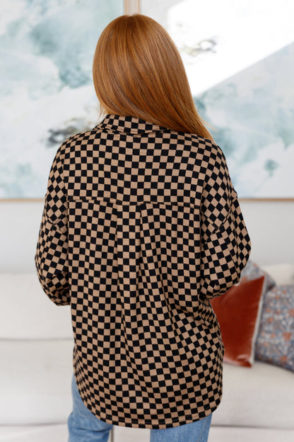 Safe Secrets Checkered Shacket | Cozy Brushed Woven Button-Down Jacket