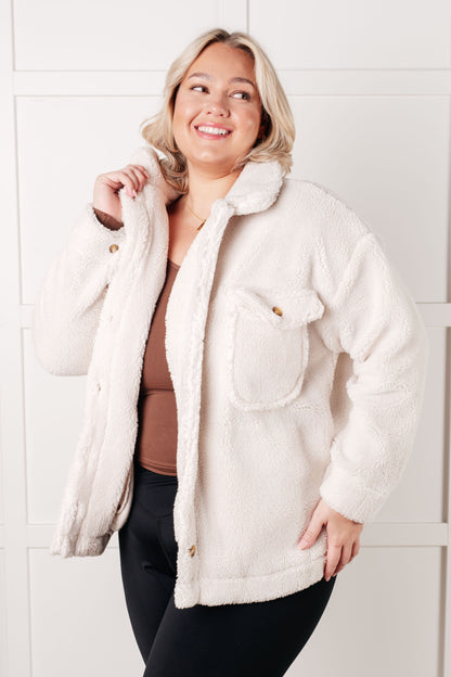 Shrouded in Sherpa Mid Length Coat | Women’s Heavyweight Fleece Button Front Jacket