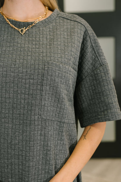 So Thoughtful That Way Textured T-Shirt Dress with Pockets