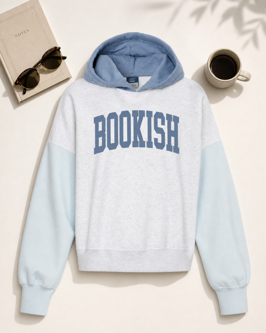 Collegiate Bookish Colorblock Hoodie | Conservative Crop Literary Sweatshirt