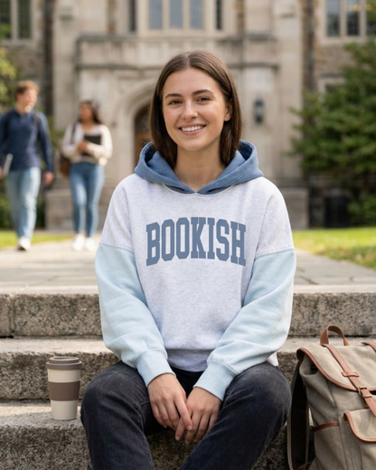 Collegiate Bookish Colorblock Hoodie | Conservative Crop Literary Sweatshirt