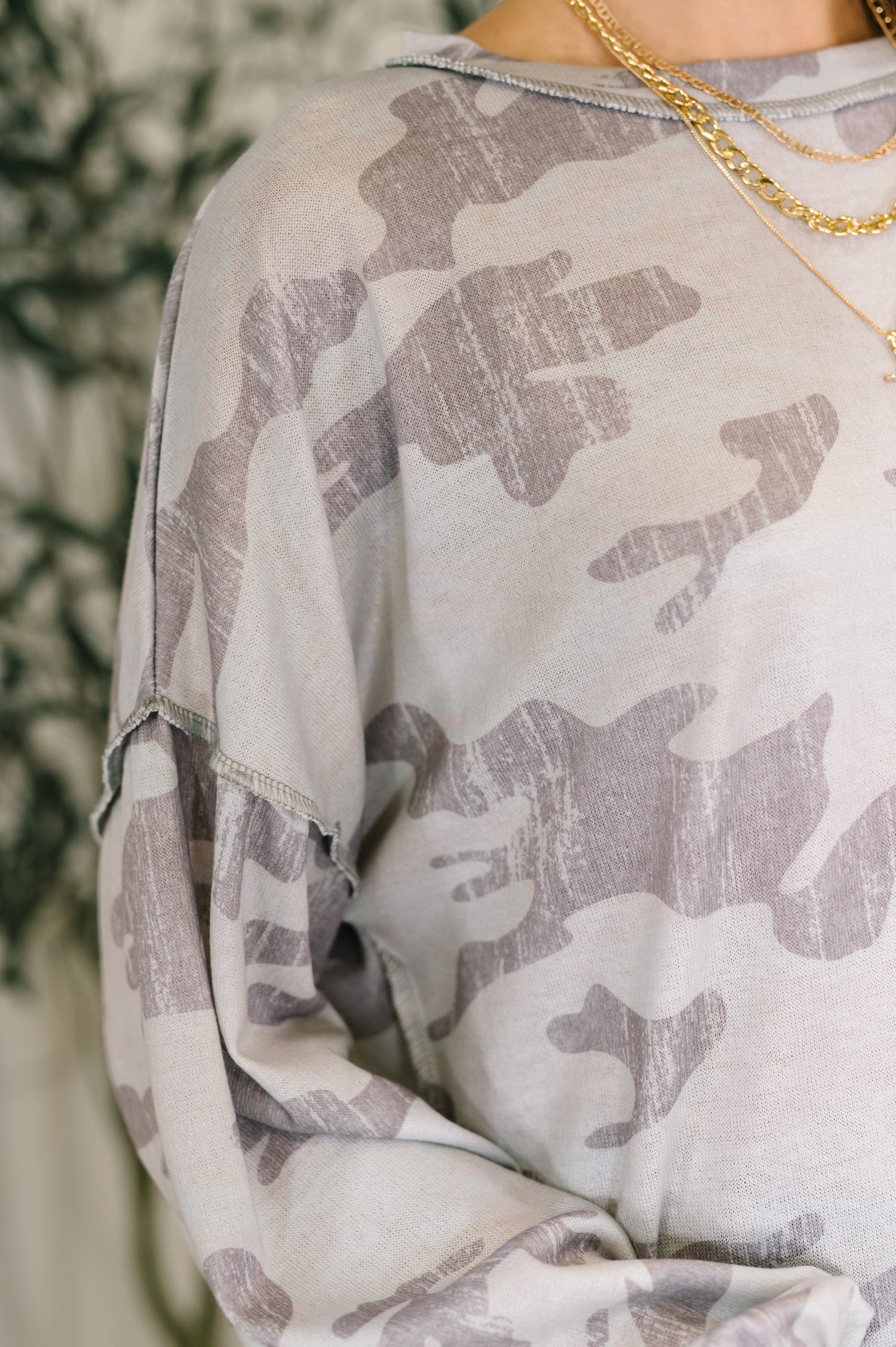 Urban Camo Drop Shoulder French Terry Top